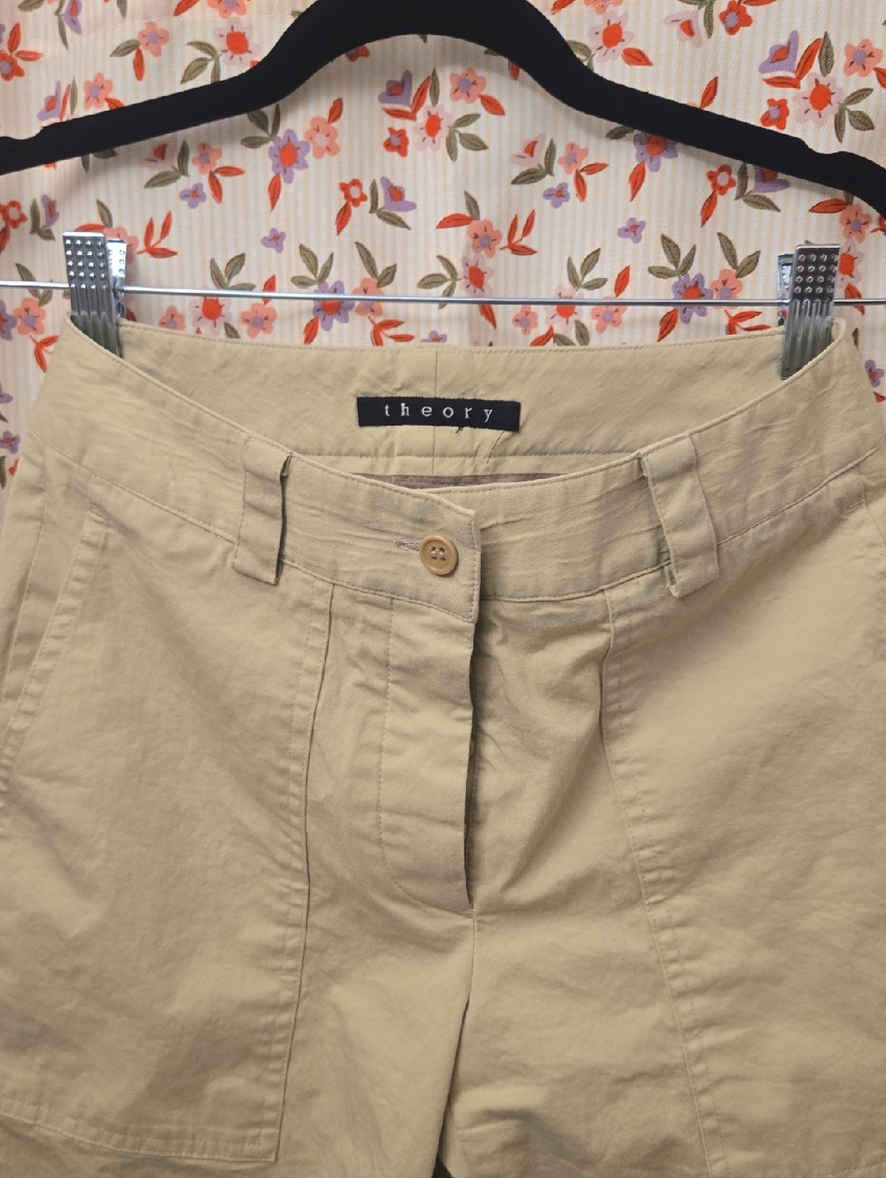 Theory Beige High-Rise Cropped Capri Pants
